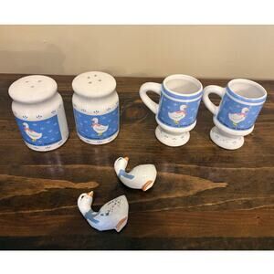 1987 Duck Ceramic Salt and Pepper Shakers 1987 W.A. Duck Toothpick Holder